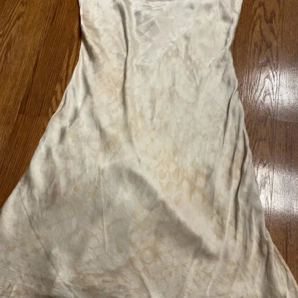 Vintage Y2K 100% Silk Slip Dress Printed Mini Silk Dress Size Small Cowl Neck - Picture 12 of 15